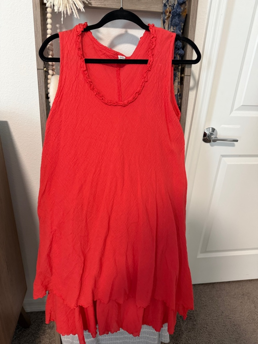 Red Sleeveless Ruffle-Trim Tank Top - Picture 3 of 4